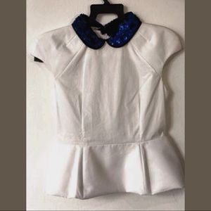 Miu Miu peplum blouse with detachable blue sequin collar